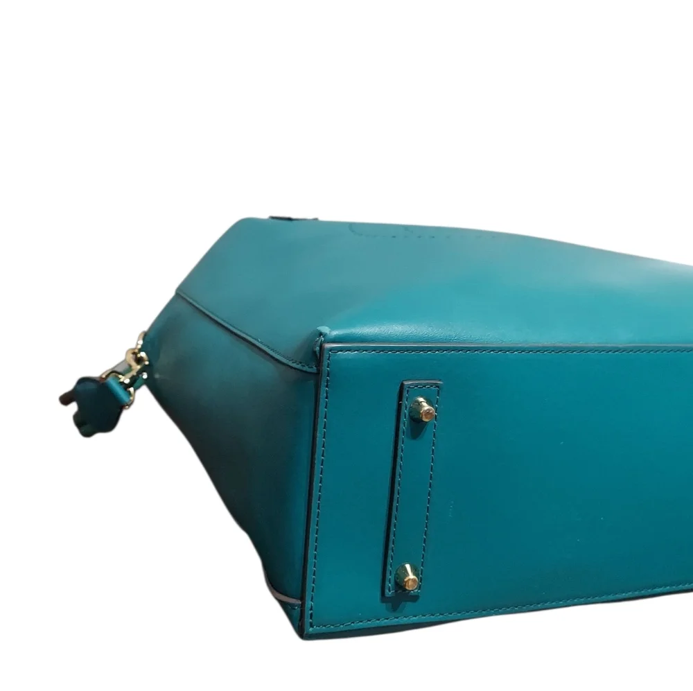 Anya Hindmarch Teal Smile Perforated Leather Tote